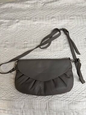 Classic Grey Leather Crossbody Bag